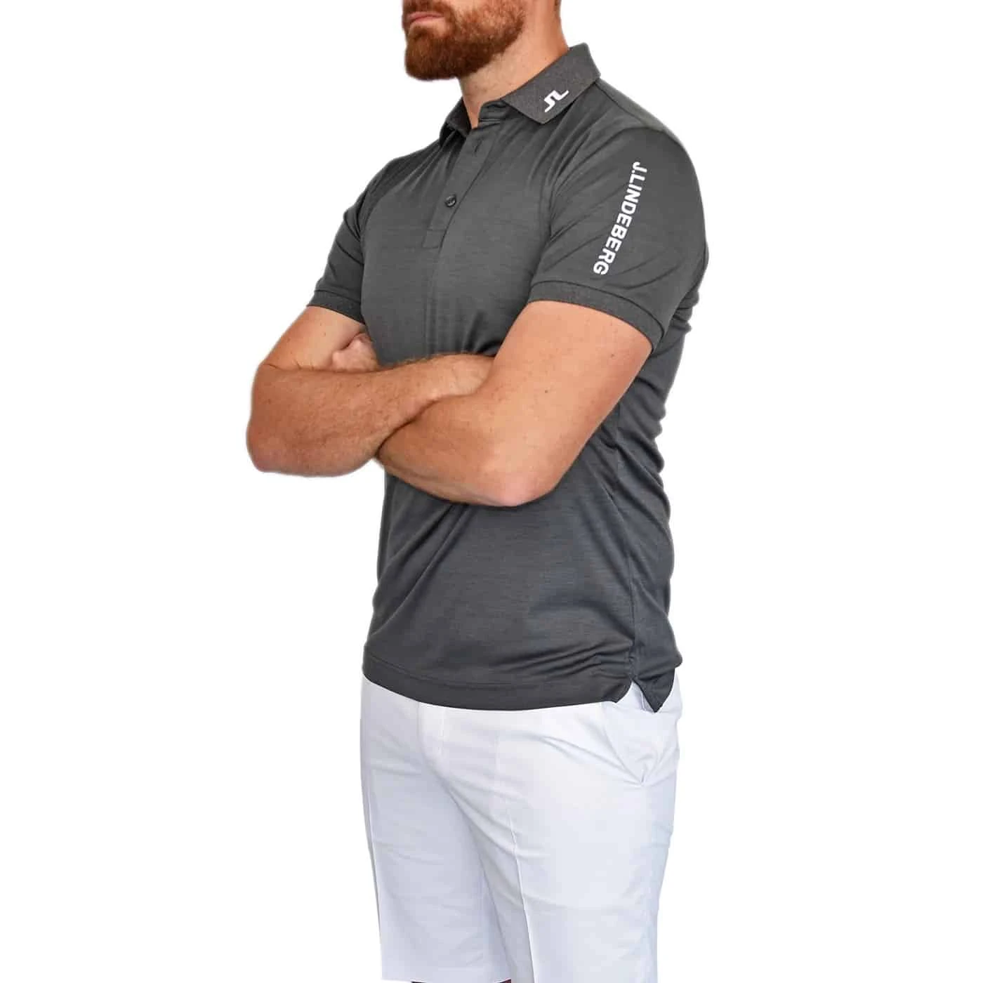 J.Lindeberg J. Lindeberg Tour Tech Slim Fit Volcanic Ash Polo - Image 3