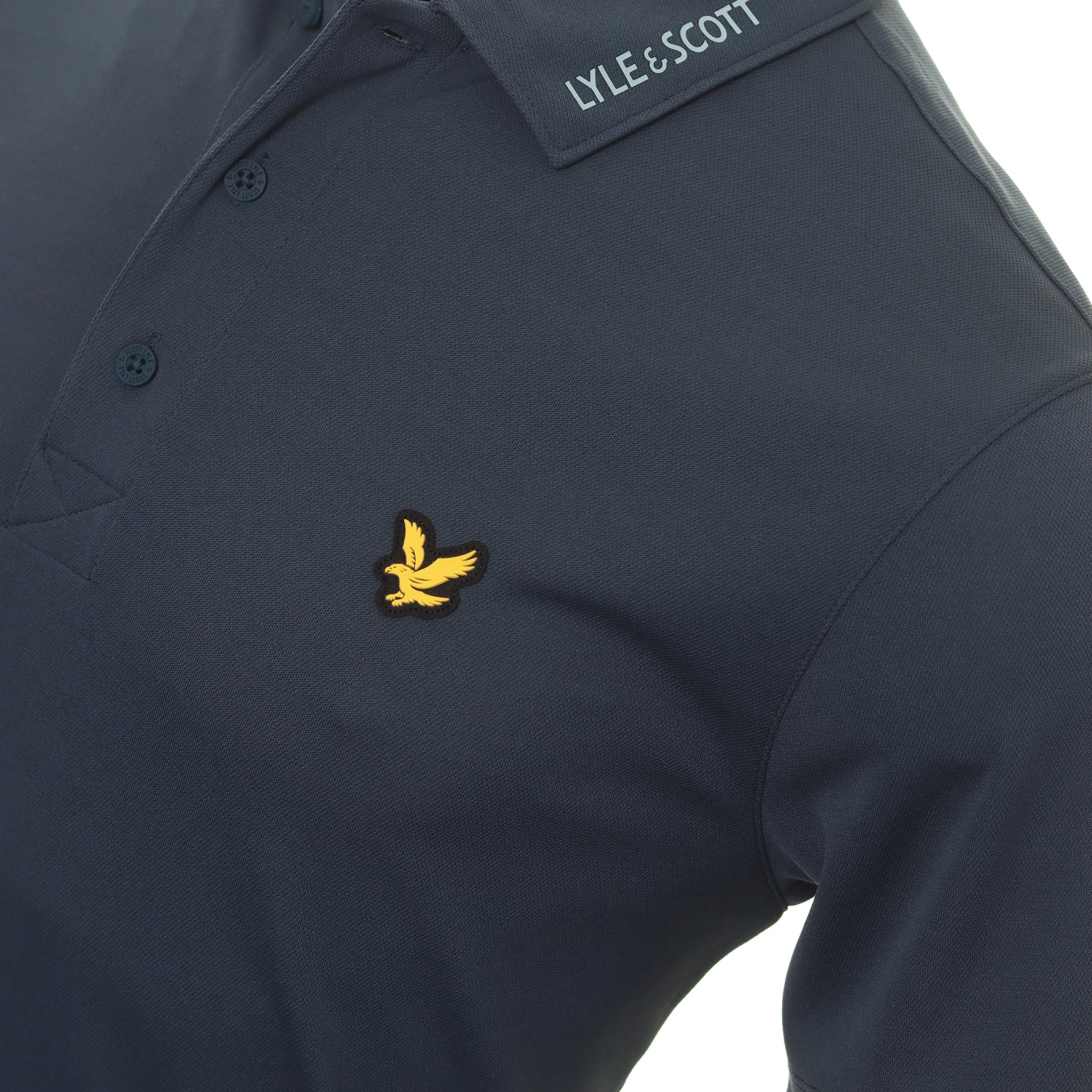 Lyle & Scott Tech Collar Logo Light Navy Polo Shirt - Image 3