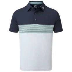 FootJoy Colour Block Pique Navy & White With Sage Golf Shirt
